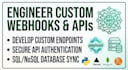 code custom webhook, connect api, and integrate database