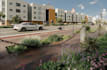 showcase 3d department complex rendering, exterior render, building street view