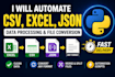 automate CSV, excel, json data processing using python