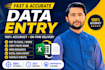 do accurate entry, excel, copy paste, PDF to excel and web research