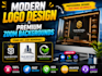 make modern logo design and premium zoom backgrounds