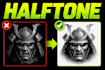 create transparent halftone artwork for dtf dtg print ready