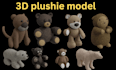 create 3d printable cute toy character, flexi model, 3d plush mascot toy file