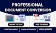 convert PDF to word or retype image to ms word typing work