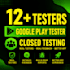 provide google play console close testing 12 app testers, 20 app tester