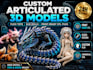 create flexi articulated model 3dbjd doll 3d toys for 3d printing