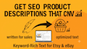 write seo product descriptions for etsy and ebay that convert