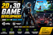 create 2d 3d game design, mobile game development using unity or unreal engine
