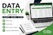do data entry in excel, google sheets and CRM