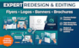 fix, edit and redesign flyers, logo and banners brochures