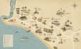 custom illustrated map for tourism, parks, resorts, campsite