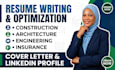 write construction, architecture, software, civil engineering, insurance resume