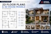 create autocad 2d floor plans and realistic 3d house models