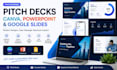 design professional pitch decks, slide deck,canva, powerpoint and google slides