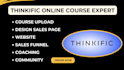 upload, setup thinkific online course website, coaching, community thinkific