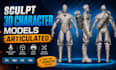 3d articulated action figure, 3d action figure for 3d printing,3d figurine print