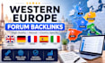 build forum backlinks from germany, france, UK, italy or spain