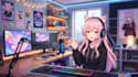 design live2d anime background, vtuber package, stream overlay with full asset