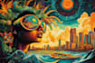 create colorful psychedelic and trippy style illustration
