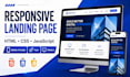 create a responsive landing page using HTML CSS and javascript