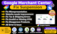 fix google merchant center suspension and misrepresentation