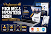 design, redesign pitch deck, powerpoint presentation, google slides and canva