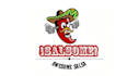 design cartoon barbecue restaurant salsa logo