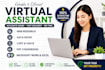 be your virtual assistant for web research, data entry