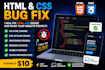 fix HTML CSS bugs, responsive website issues and errors