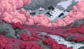 design aesthetic pixel art landscape or scenery platte