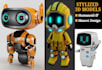 do 3d robot modeling scifi character design stylized 3d mascot models