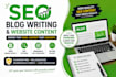 write SEO blog posts, website content, ai articles and copywriting