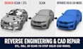 do reverse engineering cad model part stl to step file from 3d scan solidworks