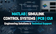matlab, simulink, control systems, pcb design, gui, engineering projects