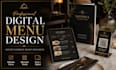 design a modern restaurant menu, digital menu and qr code menu in canva