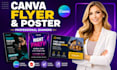 design canva flyer, canva poster, canva banner, canva brochure editable template