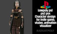 do retro ps1 psx n64 3d lowpoly character for indie game, vtuber, loop animation