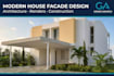 design modern house facade with realistic 3d rendering
