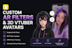 create ar snapchat filter, 3d vtuber avatar, arkit ar filter, peanuts vtuber