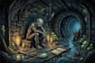 create a dark, horror, underground art illustration