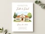 design wedding invitation with a venue illustration