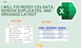 clean and format excel data, remove duplicates