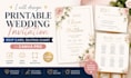design printable wedding invitation, rsvp card, seating chart in canva pro