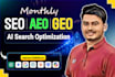 do monthly GEO aeo SEO optimization for ai search with backlinks