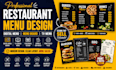 design a professional digital menu board, TV menu, restaurant menu