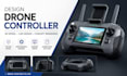 design drone controller, consumer electronics 3d model, cad concept rendering