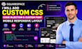 add squarespace custom css code injection custom font mobile responsive layout