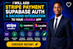 add stripe payment supabase auth and backend integration to your lovable app