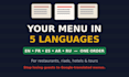 create your restaurant menu or guest guide in 5 languages