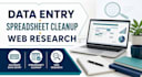 accurate data entry, spreadsheet cleanup, and web research